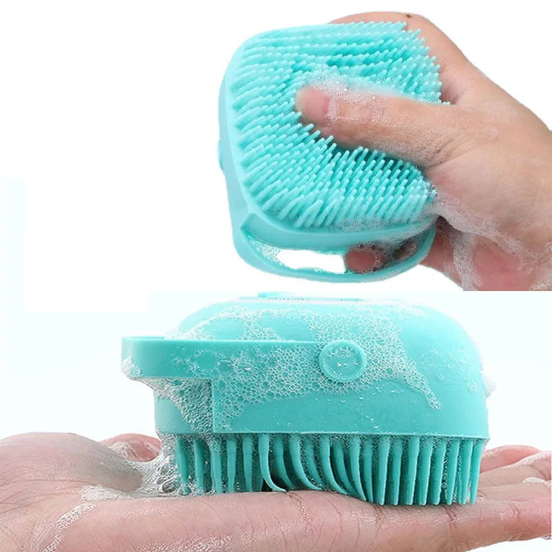 Massage gloves with shampoo box